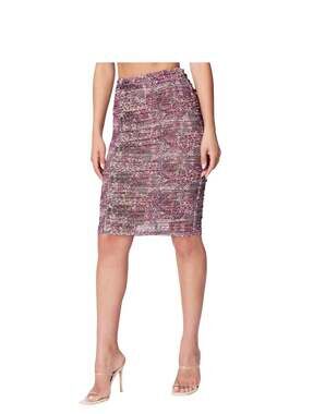 NWT Bebe Ruched Mesh Midi Skirt Animal Print Size XL
